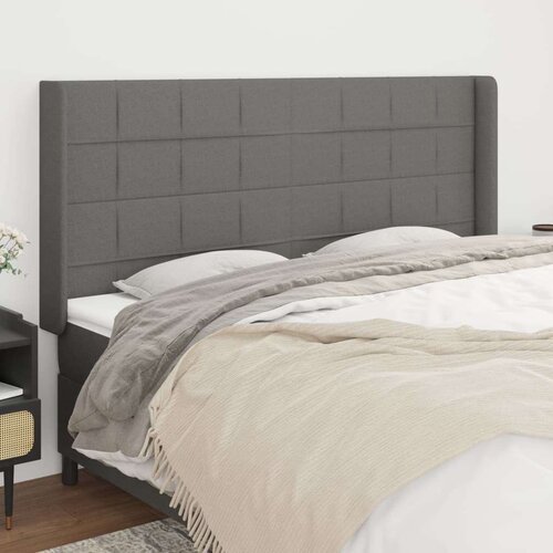 Vzglavje z u&amp;scaron;esi temno sivo 183x16x118/128 cm blago, (20793555) Slike