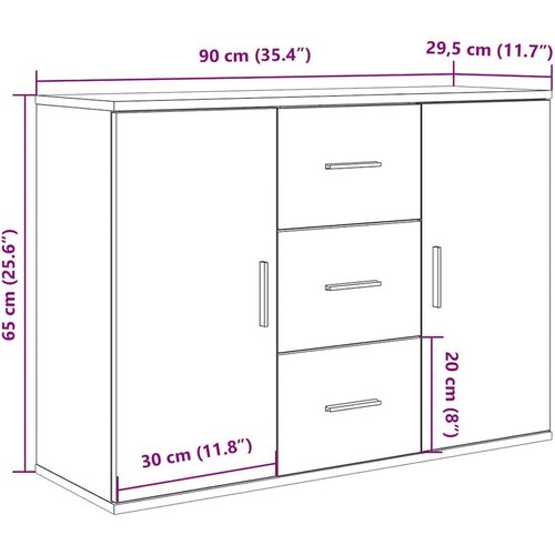 VidaXL Komoda Artisan hrast 90x29 5x65 cm izrađeno drvo Slike