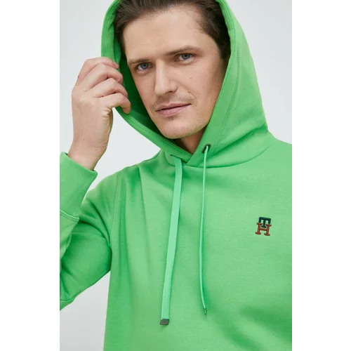 Tommy Hilfiger Bluza moška, zelena barva, s kapuco