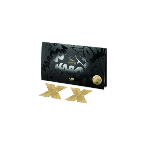 Bijoux Indiscrets Naljepnice za bradavice Flash Cross, zlatne Slike