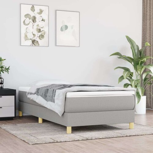  Box spring postelja z vzmetnico svetlo siva 80x200 cm blago, (20725153) Slike