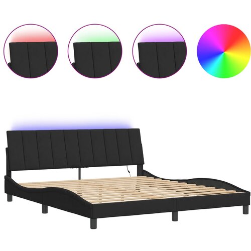Maison Chic Posteljni okvir - Dvoposteljna postelja - Zakonska postelja z LED lučkami črn 180x200 cm žamet, (21694238) Slike
