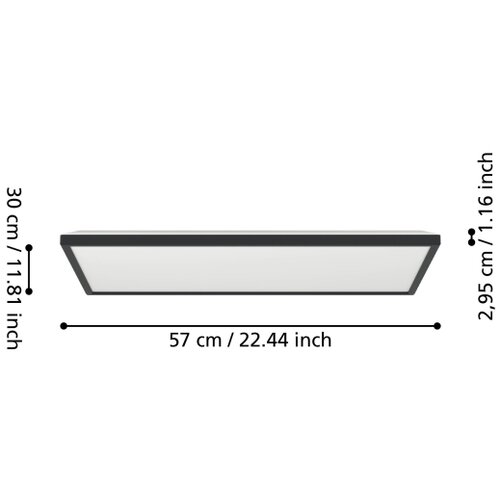 Eglo 901445-LED Stropno svetlo za kupatilo ROVITO 17,2W/230V 30x57cm IP44 crna Slike