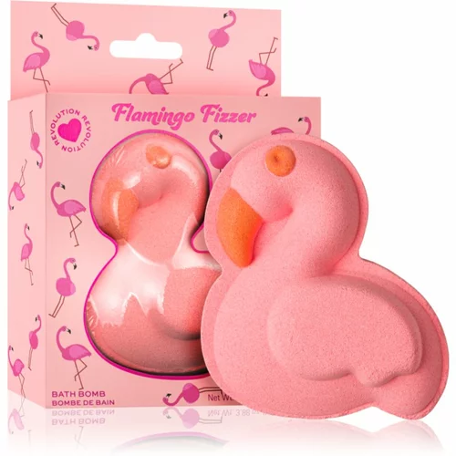 Revolution Bath Fizzer Flamingo bomba za kupanje s mirisom Pineapple & Peach 110 g