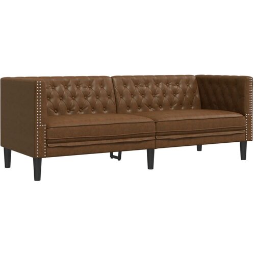 vidaXL Kavč trosed Chesterfield rjava umetno semiš usnje, (21749662) Cene