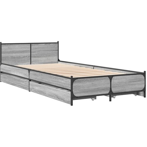 vidaXL Posteljni okvir s predali siva sonoma 100x200 cm inženirski les, (21127990) Cene