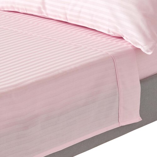 HOMESCAPES roza egiptovski bombaž saten stripe flat sheet 330 thread count, 178x255 cm, (20750617) Cene