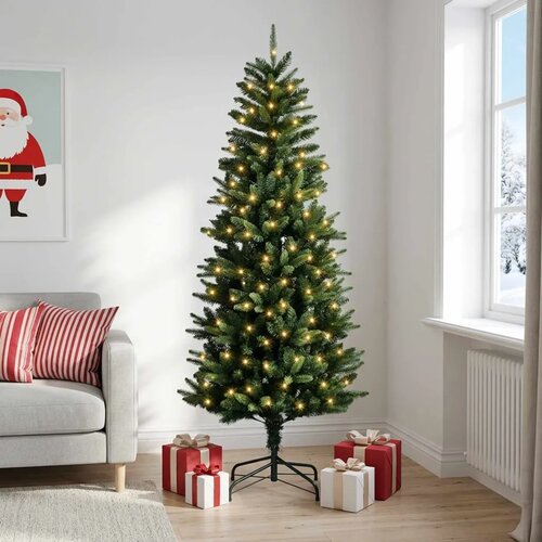  Umjetno božićno drvce s nogom 240 cm 300 LED lampica - 240 cm s LED svjetlima Zelena Slike
