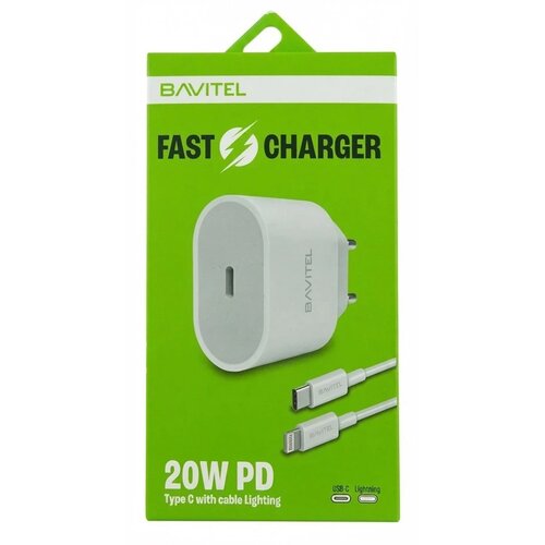 BAVIN Bavitel punjač 20W PD Type C +kabl Type C/ Lightning bela ( 92015 ) Slike