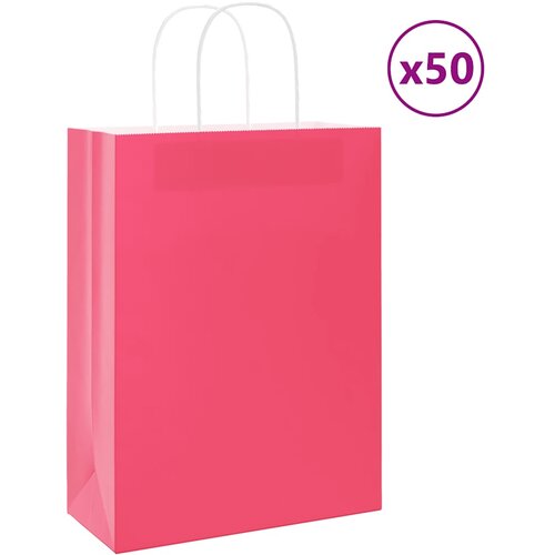 vidaXL Papirnate vrećice 50 kom s ručkama ružičaste 26x12x35 cm Cijene