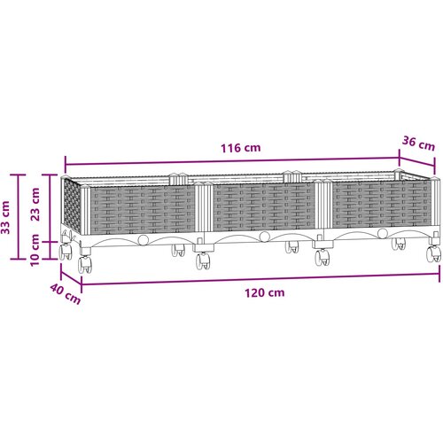  Vrtni saksija s kotačima Plavo Sivo 120 x 40 x 33 cm PP Slike