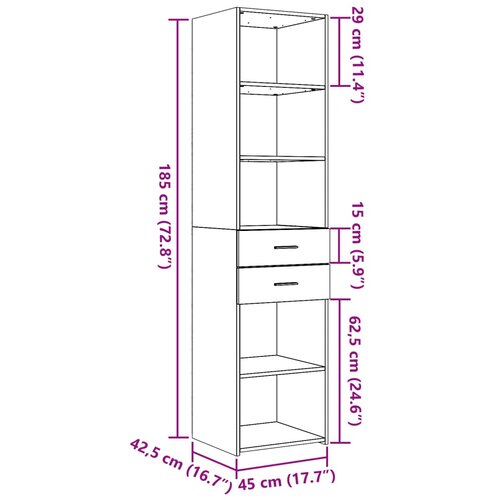  Visoka komoda siva betona 45x42,5x185 cm od konstruiranog drva Slike