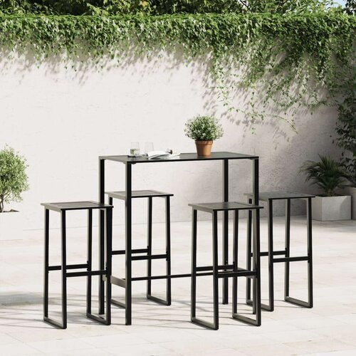 VidaXL barski stolci 4 kom crni 38x38x80 cm od čelika obloženog prahom Slike
