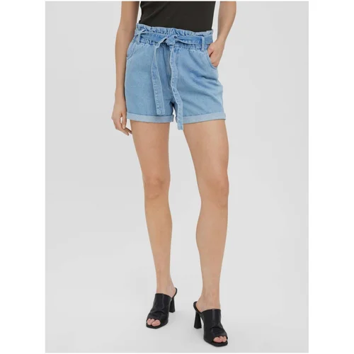 Vero Moda Light blue denim shorts with tie Tamira - Women