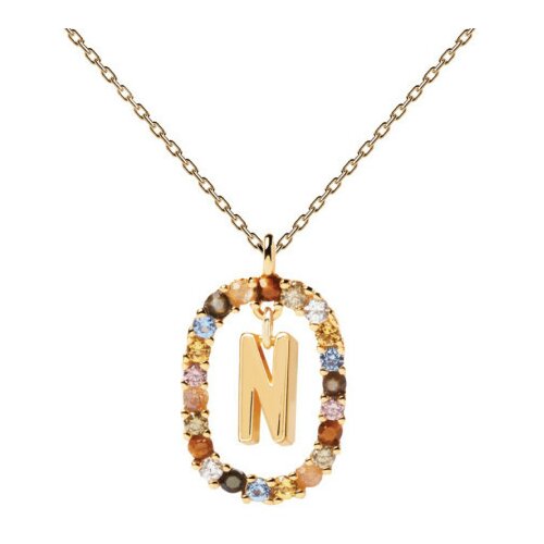 Ženska pd paola letter n zlatna ogrlica sa pozlatom 18k ( co01-273-u ) Slike