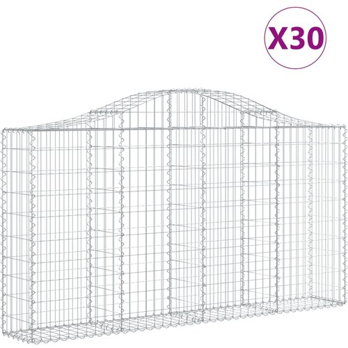  Lučne gabionske ko&amp;scaron;are 30kom 200x30x100/120cm pocinčano željezo Slike