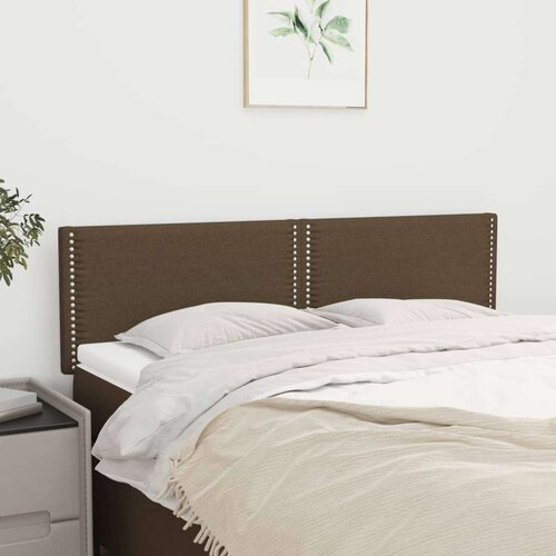  Posteljno vzglavje 2 kosa temno rjavo 72x5x78/88 cm blago, (20739102) Slike