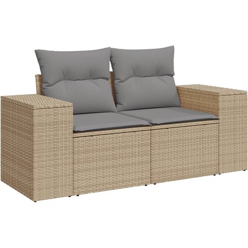  10-dijelni set vrtnih sofa s jastucima bež od poliratana 83 x 62 x 69 cm Slike