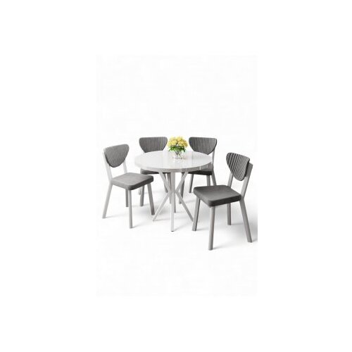 Hanah home Set trpezarijskog stola i stolica (5 delova) Agnes White Grey Cene
