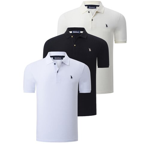 Dewberry TRIPLE SET T8561 MENS T-SHIRT-BLACK-WHITE-BONE Cijene