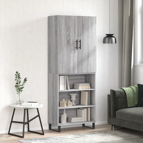 The Living Store Visoka komoda siva sonoma 69,5x34x180 cm inženirski les - Visoka Omara, (21837409) Cene