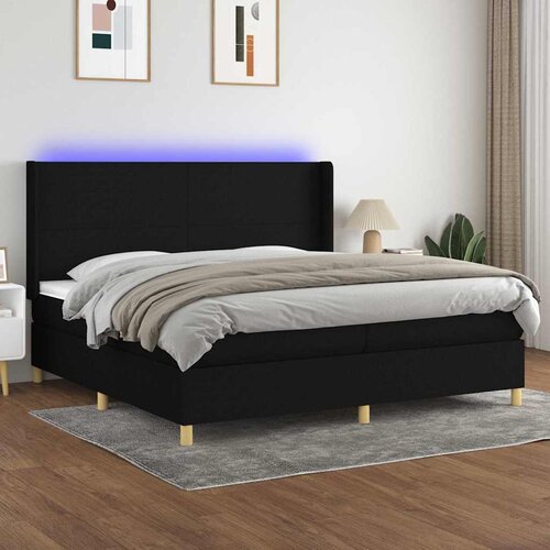  box spring s madracem LED crni 200x200 cm od tkanine Cijene