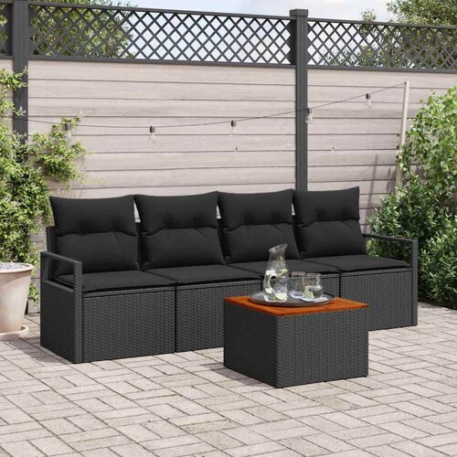  Sjedeća garnitura za vrt 5 kom. Crna poliratan 230 x 62 x 69 cm Slike
