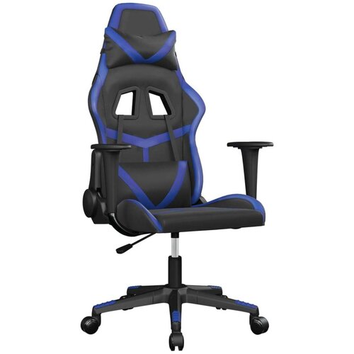  Masažni gaming stol črno in modra umetno usnje Slike
