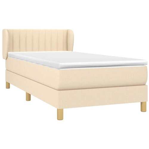  Krevet s oprugama i madracem krem 100 x 200 cm od tkanine Slike