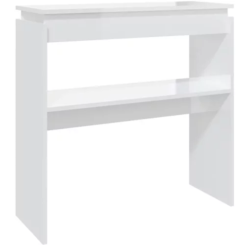  Konzolna mizica visok sijaj bela 80x30x80 cm iverna plošča