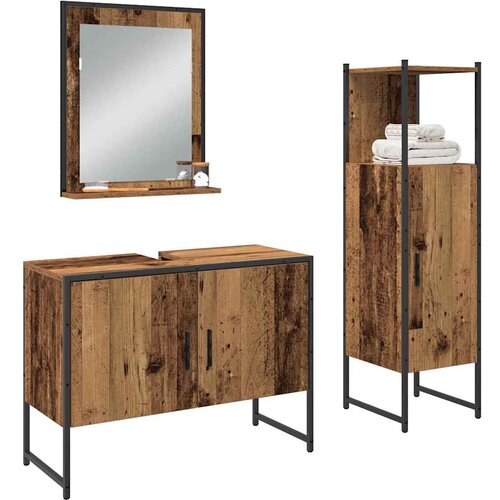  Set namje&amp;scaron;taja za kupaonicu 3 kom. Smeđa 33 x 33 x 113.5 cm Slike