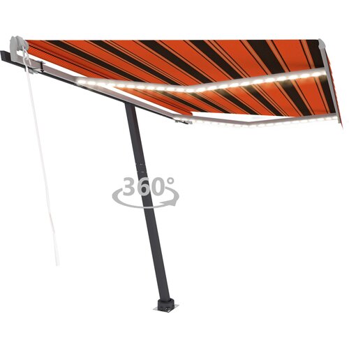 VidaXL automatska tenda sa senzorom LED 300 x 250 cm narančasto-smeđa Slike