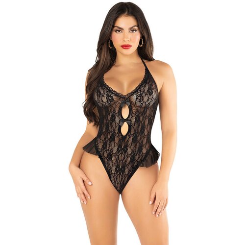 LEG AVENUE BODYSTOCKINGS leg avenue - body with bow & ruffles black one size Cene