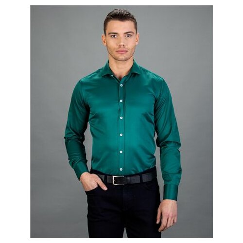 Tudors modern fit jednobojna zelena košulja dugih rukava sa kragnom (MD17006-214) muška košulja Slike