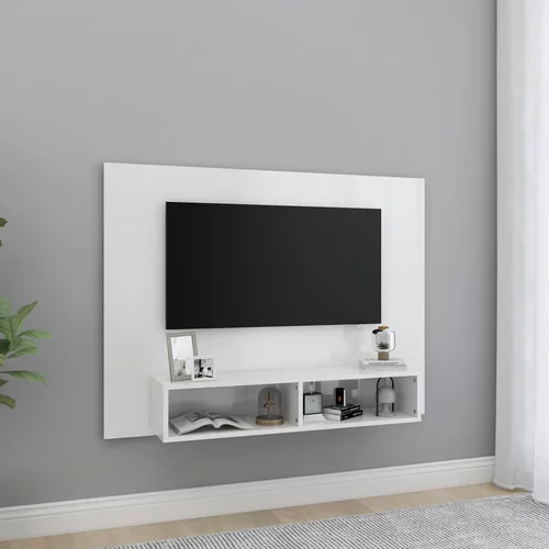 vidaXL Stenska TV omarica visok sijaj bela 120x23,5x90 cm iverna pl., (20733253)