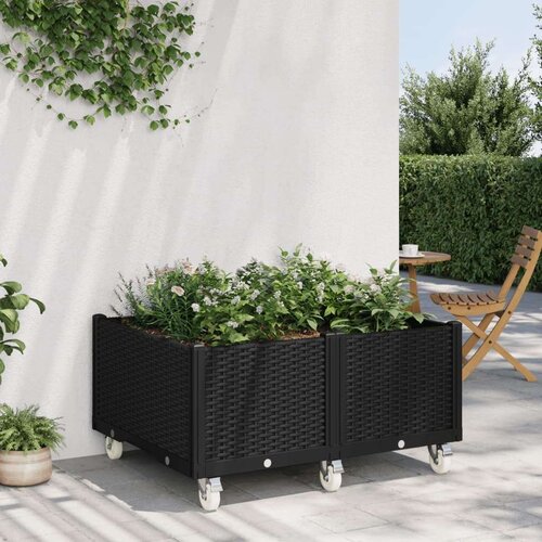  Vrtna sadilica s kotačima crna 100 x 80 x 54 cm PP Slike