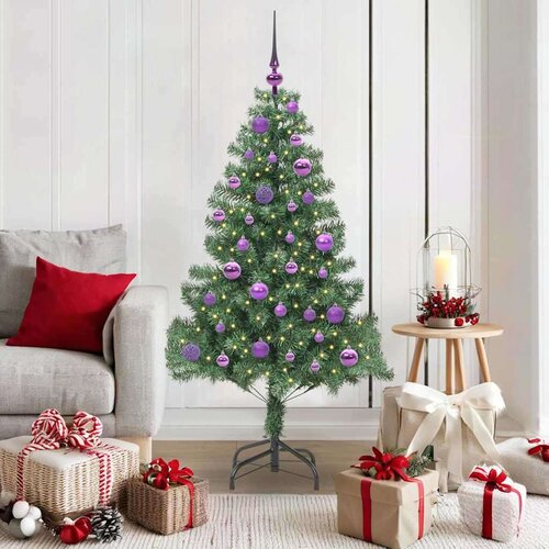 vidaXL Božično drevo med 150 LED z stojalom Zelena 150 cm PVC Cene