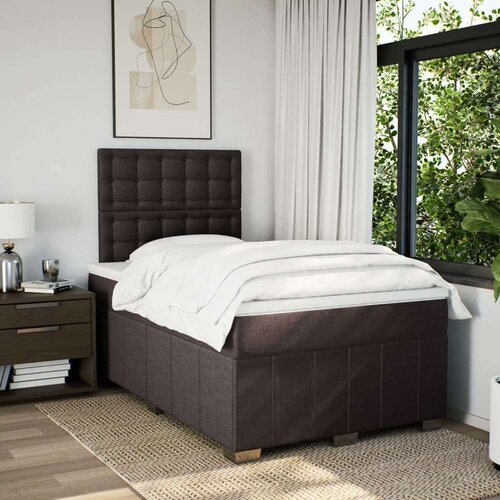 VidaXL Krevet box spring s madracem tamnosmeđi 120 x 190 cm od tkanine Slike