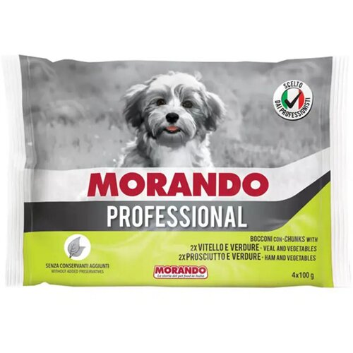 Morando vlažna hrana za pse, multipack 4x100gr teletina i povrće i &amp;scaron;unka i povrće Slike