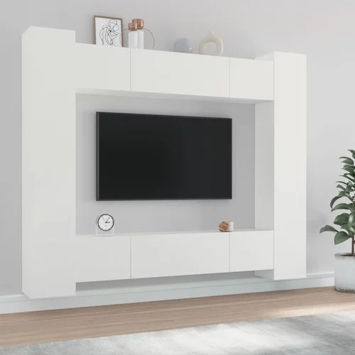  8-dijelni set TV ormarića bijeliod konstruiranog drva