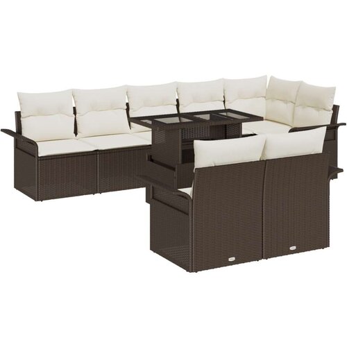  Set od 9 komada vrtnih sofa s jastučićima smeđe poliratana Slike