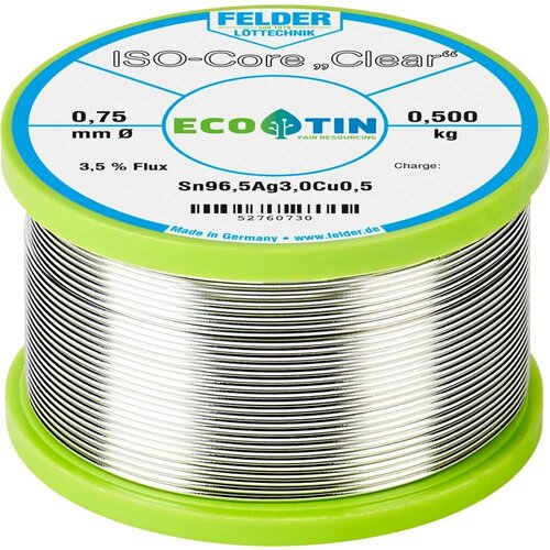  Felder ISO-Core &amp;#039;&amp;#039;Clear&amp;#039;&amp;#039; SAC305 spajkalna palica tuljava Sn96\,5Ag3Cu0\,5 0.500 kg 0.75 mm, (20428793) Slike