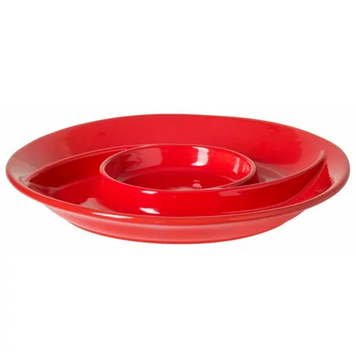 Casafina Rdeč keramični krožnik Chip&Dip, ø 32,3 cm