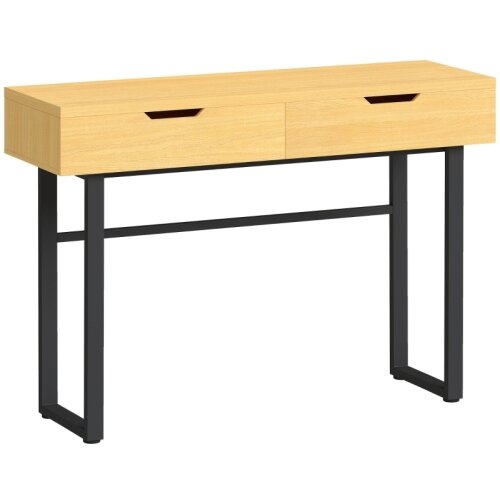Nesta Konzolna mizica za hodnik, ozka miza z 2 predaloma, kovinski okvir, naravna barva, 110x35x76,5 cm, za predsobo in dom, (5000493530) Cene
