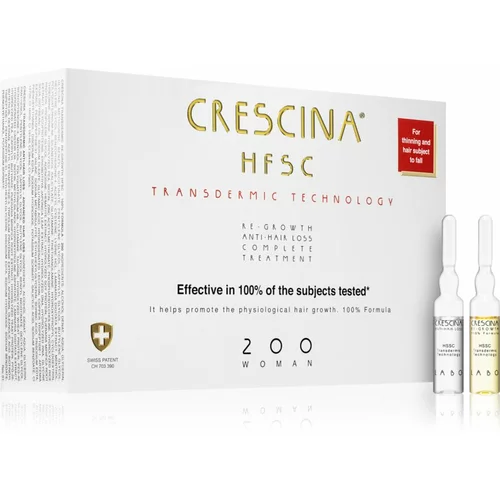 Crescina Transdermic 200 Re-Growth and Anti-Hair Loss nega za spodbujanje rasti in proti izpadanju las za ženske 20x3,5 ml