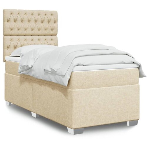 vidaXL Box spring postelja z vzmetnico krem 80x200 cm blago Cene