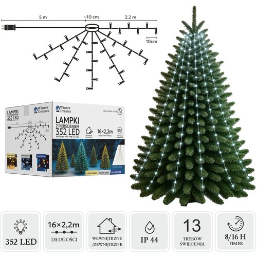  LED lanac svjetala s prstenom, 352 LED diode, 2,2 m, hladno bijela &ndash; za unutarnju i vanjsku upotrebu Cijene
