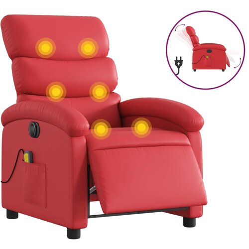Maison Chic Električni masažni naslanjač - Relax naslanjač rdeče umetno usnje, (22134898) Cene