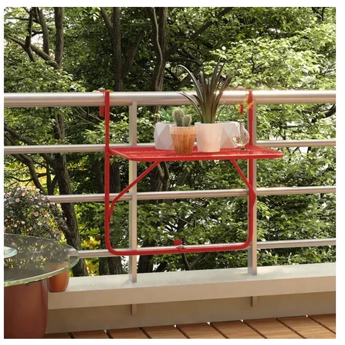  Balkonska mizica rdeča 60x40 cm jeklo