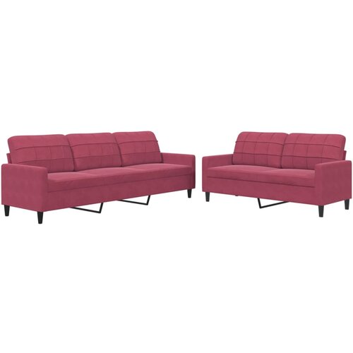 VidaXL 2-dijelni set sofa s jastucima crvena boja vina bar&amp;scaron;unasti Slike